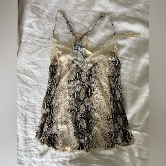 NWT Lovestitch Snake Print Lace Trim Cami Adjustable Spaghetti strap Top - Picture 2 of 5